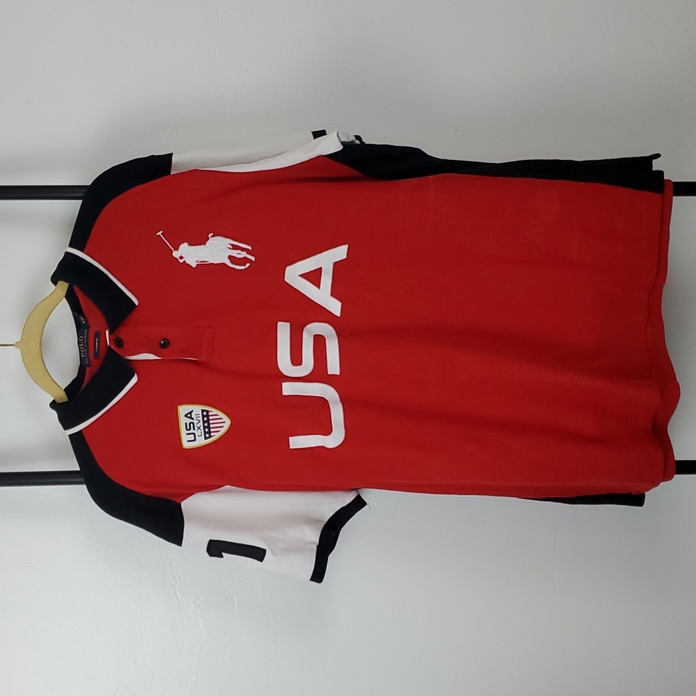 Polo Ralph Lauren USA embroidered polo shirt custom fit men size XXL